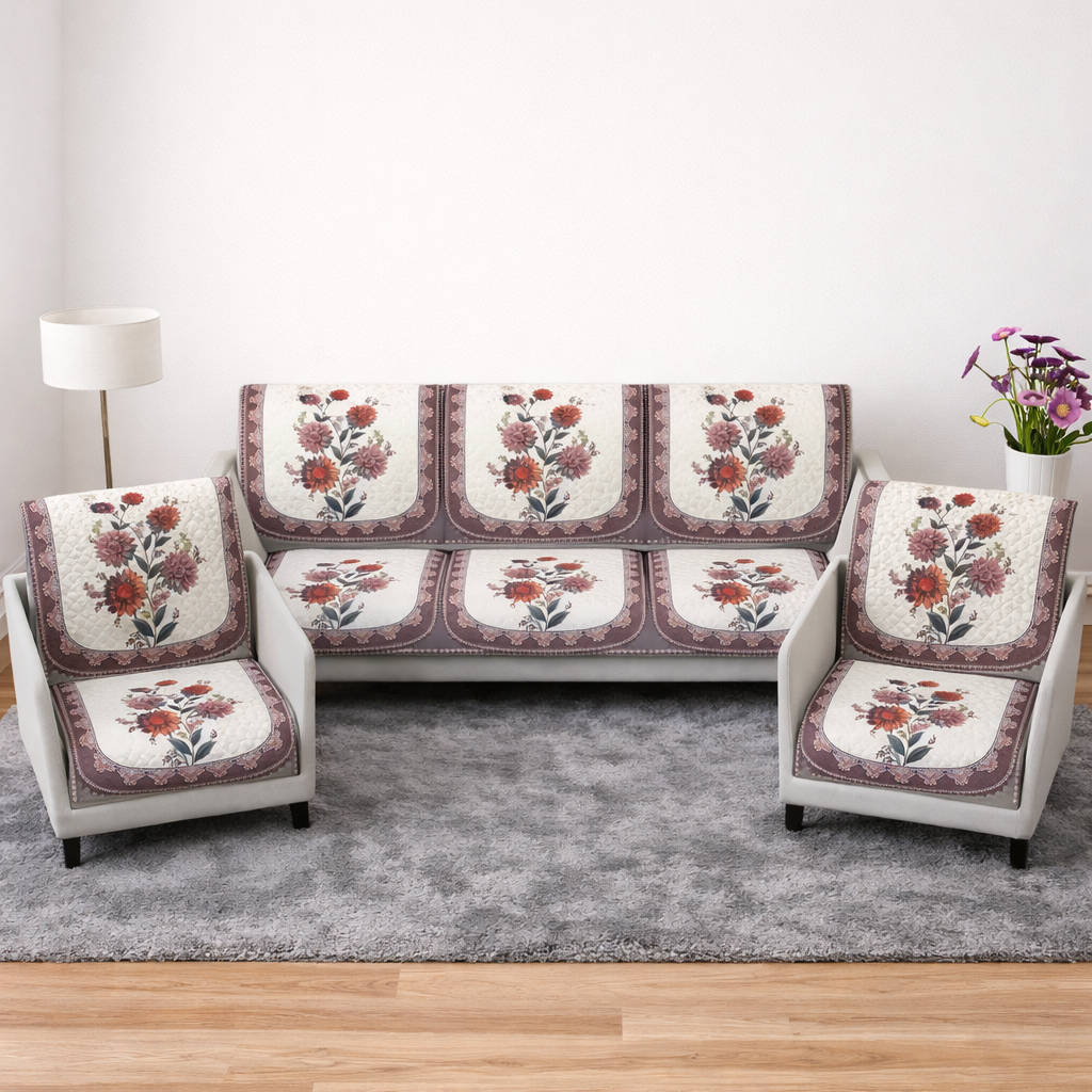 RichBox 10 Piece Sofa Seat Cover Set for 3+1+1 Sofa | 23 x 27 Inch DIY Cut-to-Fit | Ultrasonic Quilted Anti-Skid Sofa Protector | Washable Seat Covers