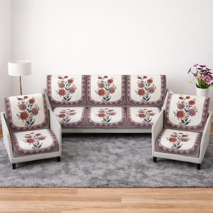 RichBox 10 Piece Sofa Seat Cover Set for 3+1+1 Sofa | 23 x 27 Inch DIY Cut-to-Fit | Ultrasonic Quilted Anti-Skid Sofa Protector | Washable Seat Covers