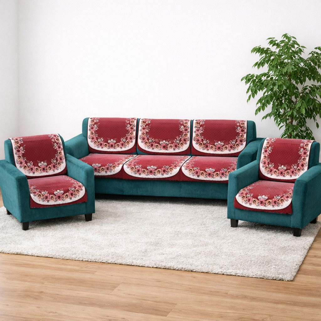 RichBox 10 Piece Sofa Seat Cover Set for 3+1+1 Sofa | 23 x 27 Inch DIY Cut-to-Fit | Ultrasonic Quilted Anti-Skid Sofa Protector | Washable Seat Covers
