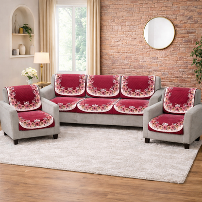 RichBox 10 Piece Sofa Seat Cover Set for 3+1+1 Sofa | 23 x 27 Inch DIY Cut-to-Fit | Ultrasonic Quilted Anti-Skid Sofa Protector | Washable Seat Covers