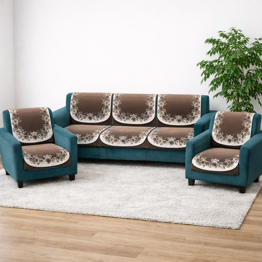 RichBox 10 Piece Sofa Seat Cover Set for 3+1+1 Sofa | 23 x 27 Inch DIY Cut-to-Fit | Ultrasonic Quilted Anti-Skid Sofa Protector | Washable Seat Covers
