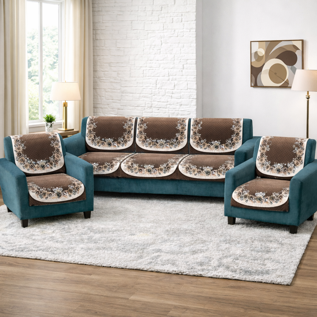 RichBox 10 Piece Sofa Seat Cover Set for 3+1+1 Sofa | 23 x 27 Inch DIY Cut-to-Fit | Ultrasonic Quilted Anti-Skid Sofa Protector | Washable Seat Covers
