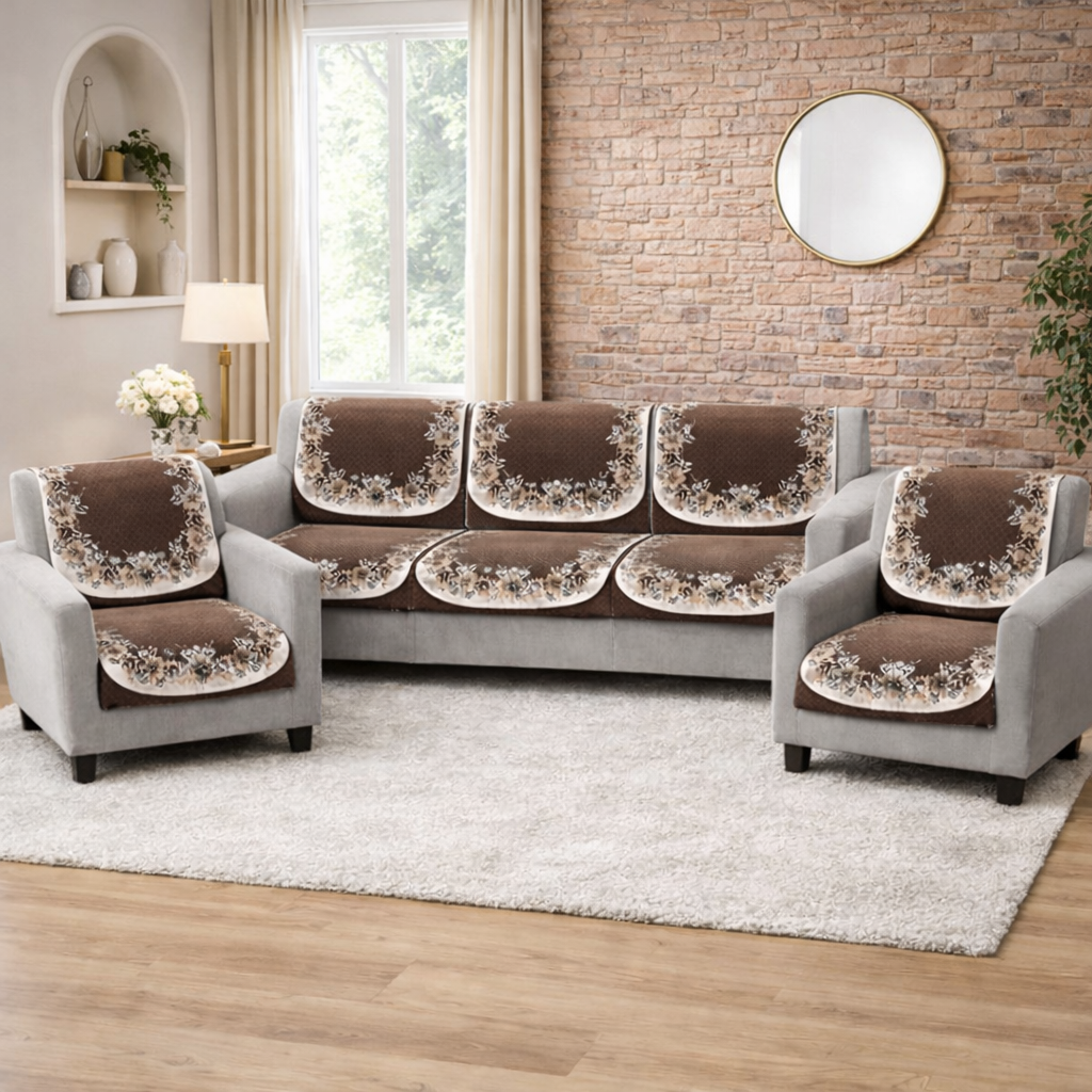 RichBox 10 Piece Sofa Seat Cover Set for 3+1+1 Sofa | 23 x 27 Inch DIY Cut-to-Fit | Ultrasonic Quilted Anti-Skid Sofa Protector | Washable Seat Covers