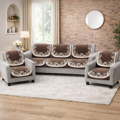 RichBox 10 Piece Sofa Seat Cover Set for 3+1+1 Sofa | 23 x 27 Inch DIY Cut-to-Fit | Ultrasonic Quilted Anti-Skid Sofa Protector | Washable Seat Covers