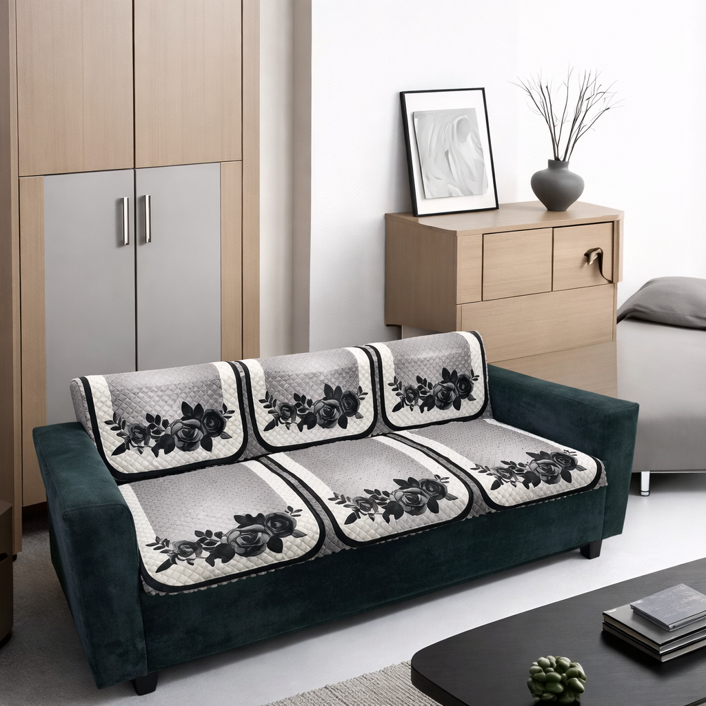 RichBox 10 Piece Sofa Seat Cover Set for 3+1+1 Sofa | 23 x 27 Inch DIY Cut-to-Fit | Ultrasonic Quilted Anti-Skid Sofa Protector | Washable Seat Covers