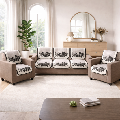 RichBox 10 Piece Sofa Seat Cover Set for 3+1+1 Sofa | 23 x 27 Inch DIY Cut-to-Fit | Ultrasonic Quilted Anti-Skid Sofa Protector | Washable Seat Covers