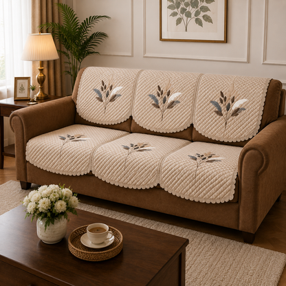 RichBox 10 Piece Sofa Seat Cover Set for 3+1+1 Sofa | 23 x 27 Inch DIY Cut-to-Fit | Ultrasonic Quilted Anti-Skid Sofa Protector | Washable Seat Covers
