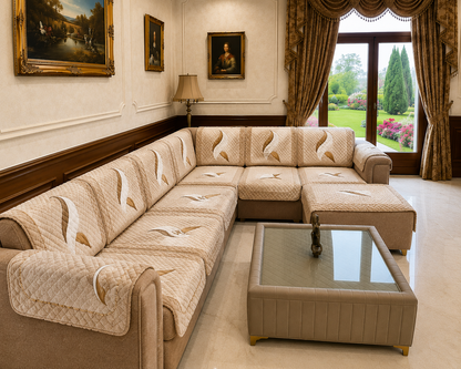 RichBox 10 Piece Sofa Seat Cover Set for 3+1+1 Sofa | 23 x 27 Inch DIY Cut-to-Fit | Ultrasonic Quilted Anti-Skid Sofa Protector | Washable Seat Covers