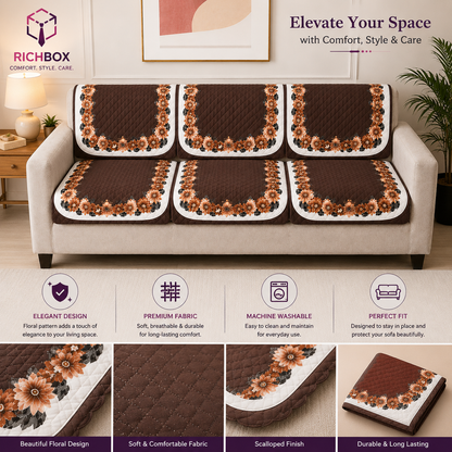 RichBox 10 Piece Sofa Seat Cover Set for 3+1+1 Sofa | 23 x 27 Inch DIY Cut-to-Fit | Ultrasonic Quilted Anti-Skid Sofa Protector | Washable Seat Covers