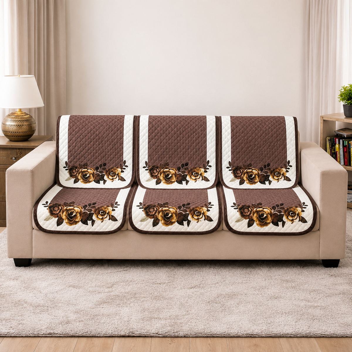 RichBox 10 Piece Sofa Seat Cover Set for 3+1+1 Sofa | 23 x 27 Inch DIY Cut-to-Fit | Ultrasonic Quilted Anti-Skid Sofa Protector | Washable Seat Covers