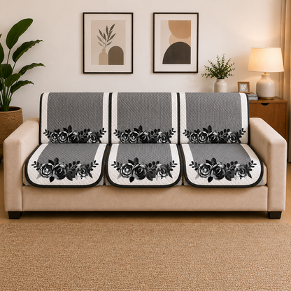 RichBox 10 Piece Sofa Seat Cover Set for 3+1+1 Sofa | 23 x 27 Inch DIY Cut-to-Fit | Ultrasonic Quilted Anti-Skid Sofa Protector | Washable Seat Covers