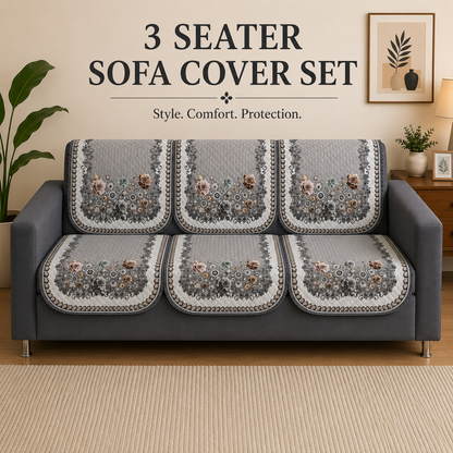 RichBox 10 Piece Sofa Seat Cover Set for 3+1+1 Sofa | 23 x 27 Inch DIY Cut-to-Fit | Ultrasonic Quilted Anti-Skid Sofa Protector | Washable Seat Covers