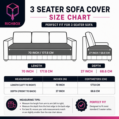 RichBox 10 Piece Sofa Seat Cover Set for 3+1+1 Sofa | 23 x 27 Inch DIY Cut-to-Fit | Ultrasonic Quilted Anti-Skid Sofa Protector | Washable Seat Covers