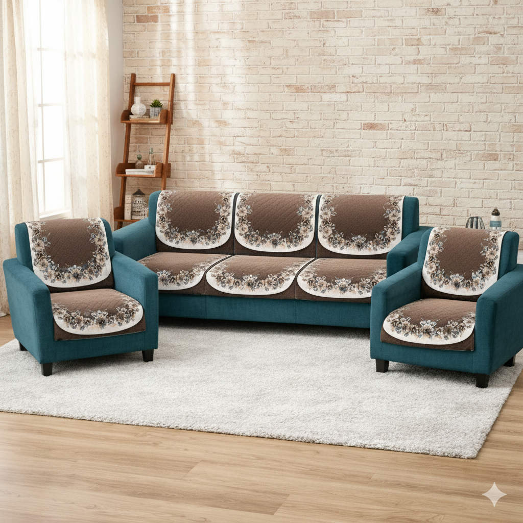 RichBox 10 Piece Sofa Seat Cover Set for 3+1+1 Sofa | 23 x 27 Inch DIY Cut-to-Fit | Ultrasonic Quilted Anti-Skid Sofa Protector | Washable Seat Covers