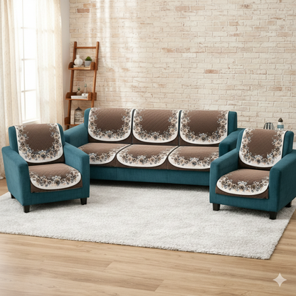 RichBox 10 Piece Sofa Seat Cover Set for 3+1+1 Sofa | 23 x 27 Inch DIY Cut-to-Fit | Ultrasonic Quilted Anti-Skid Sofa Protector | Washable Seat Covers