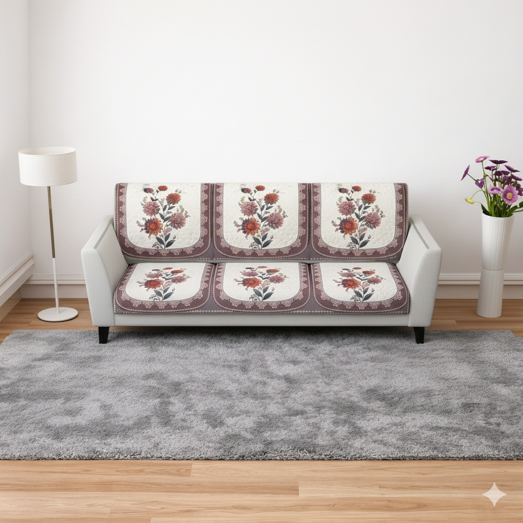RichBox 10 Piece Sofa Seat Cover Set for 3+1+1 Sofa | 23 x 27 Inch DIY Cut-to-Fit | Ultrasonic Quilted Anti-Skid Sofa Protector | Washable Seat Covers