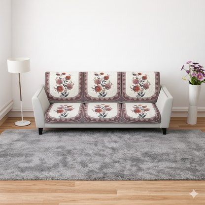 RichBox 10 Piece Sofa Seat Cover Set for 3+1+1 Sofa | 23 x 27 Inch DIY Cut-to-Fit | Ultrasonic Quilted Anti-Skid Sofa Protector | Washable Seat Covers