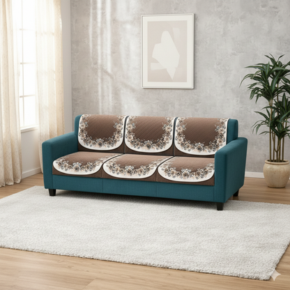 RichBox 10 Piece Sofa Seat Cover Set for 3+1+1 Sofa | 23 x 27 Inch DIY Cut-to-Fit | Ultrasonic Quilted Anti-Skid Sofa Protector | Washable Seat Covers