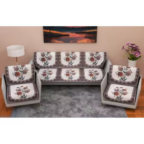 RichBox 10 Piece Sofa Seat Cover Set for 3+1+1 Sofa | 23 x 27 Inch DIY Cut-to-Fit | Ultrasonic Quilted Anti-Skid Sofa Protector | Washable Seat Covers
