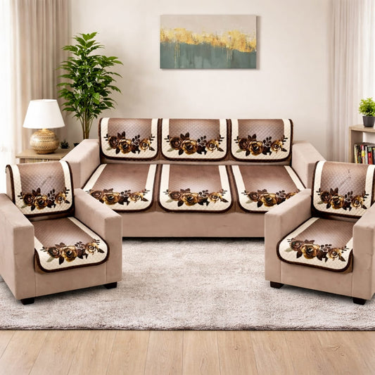 RichBox 10 Piece Sofa Seat Cover Set for 3+1+1 Sofa | 23 x 27 Inch DIY Cut-to-Fit | Ultrasonic Quilted Anti-Skid Sofa Protector | Washable Seat Covers
