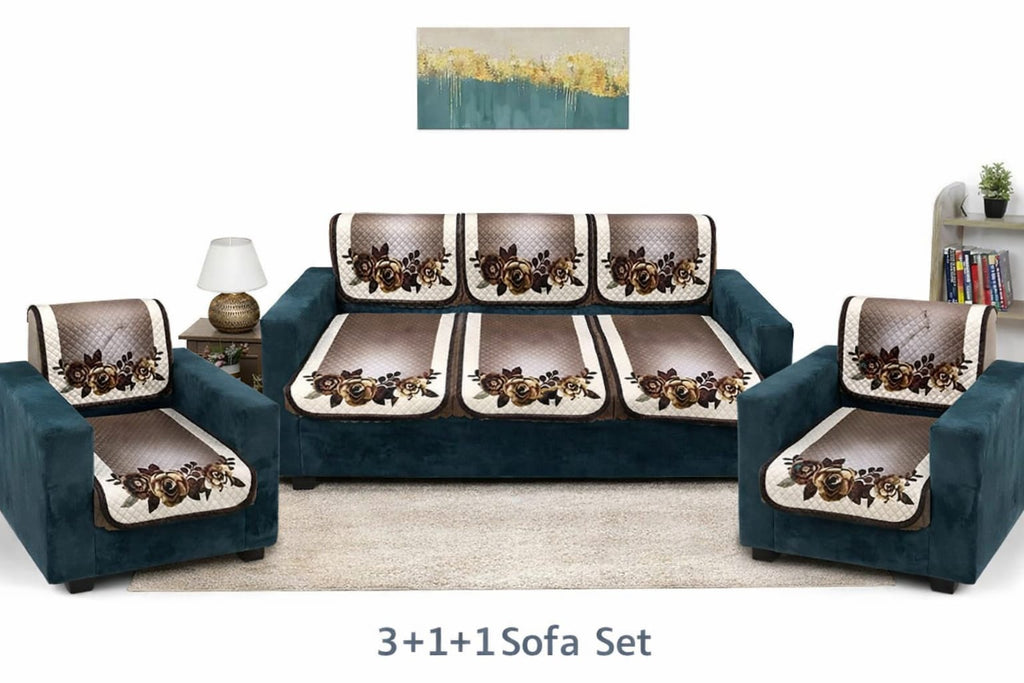 RichBox 10 Piece Sofa Seat Cover Set for 3+1+1 Sofa | 23 x 27 Inch DIY Cut-to-Fit | Ultrasonic Quilted Anti-Skid Sofa Protector | Washable Seat Covers