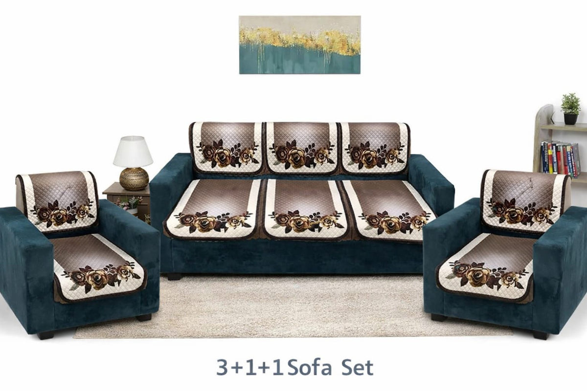 RichBox 10 Piece Sofa Seat Cover Set for 3+1+1 Sofa | 23 x 27 Inch DIY Cut-to-Fit | Ultrasonic Quilted Anti-Skid Sofa Protector | Washable Seat Covers